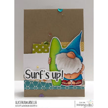 Load image into Gallery viewer, Gnome With A Surfboard Rubber Stamp
