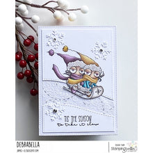 Load image into Gallery viewer, Mini Oddballs On A Sled Rubber Stamp
