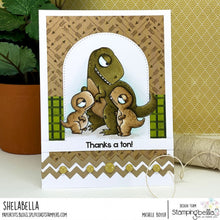 Load image into Gallery viewer, Oddball Mama Dino And Her Babies Rubber Stamp
