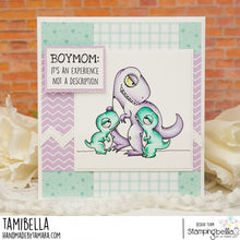 Load image into Gallery viewer, Oddball Mama Dino And Her Babies Rubber Stamp
