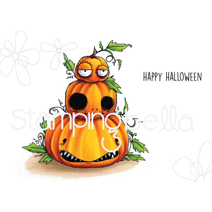 Oddball Pumpkin Pile Rubber Stamp