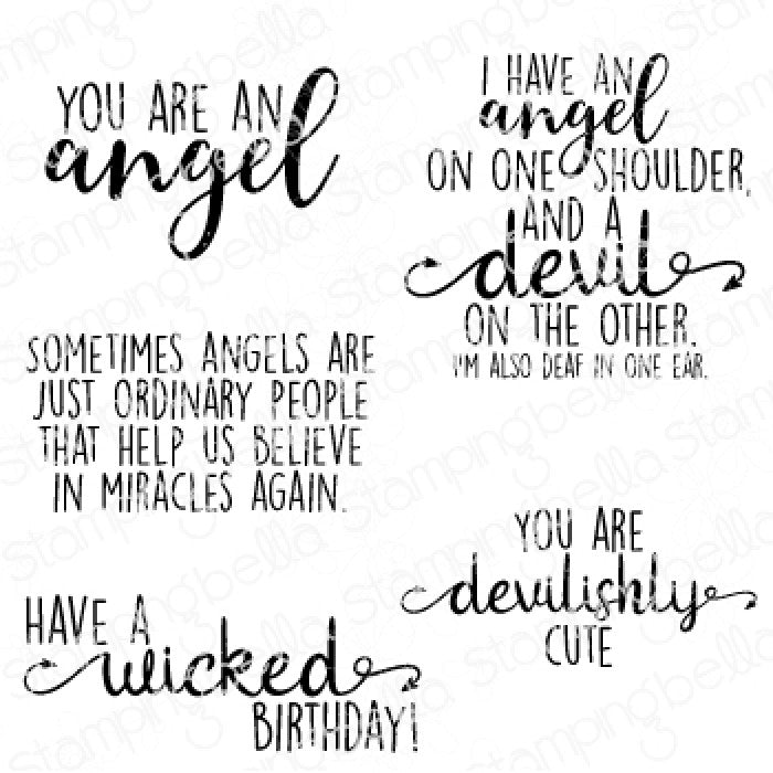 Angel Devil Sentiment Set Rubber Stamp