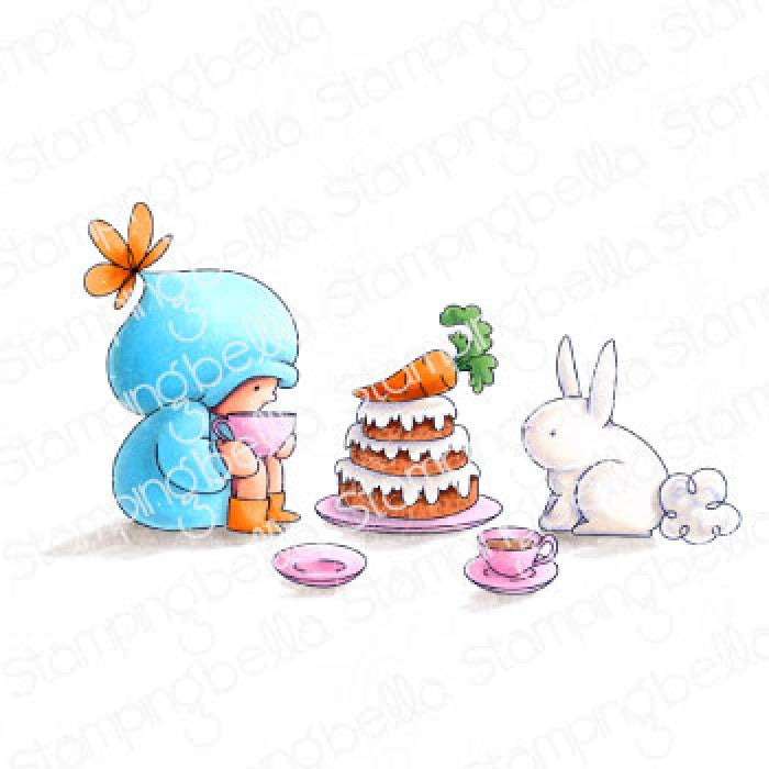 Bundle Girl Tea Party Rubber Stamp