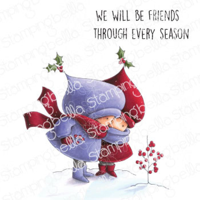 Bundle Girl Winter Friends Rubber Stamp