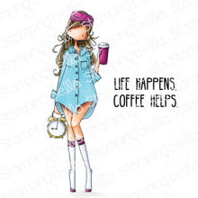 Load image into Gallery viewer, Curvy Girl Loves Coffee Rubber Stamp
