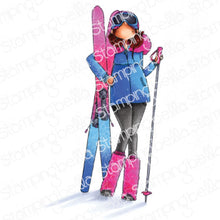 Load image into Gallery viewer, Curvy Girl Loves To Ski Rubber Stamp
