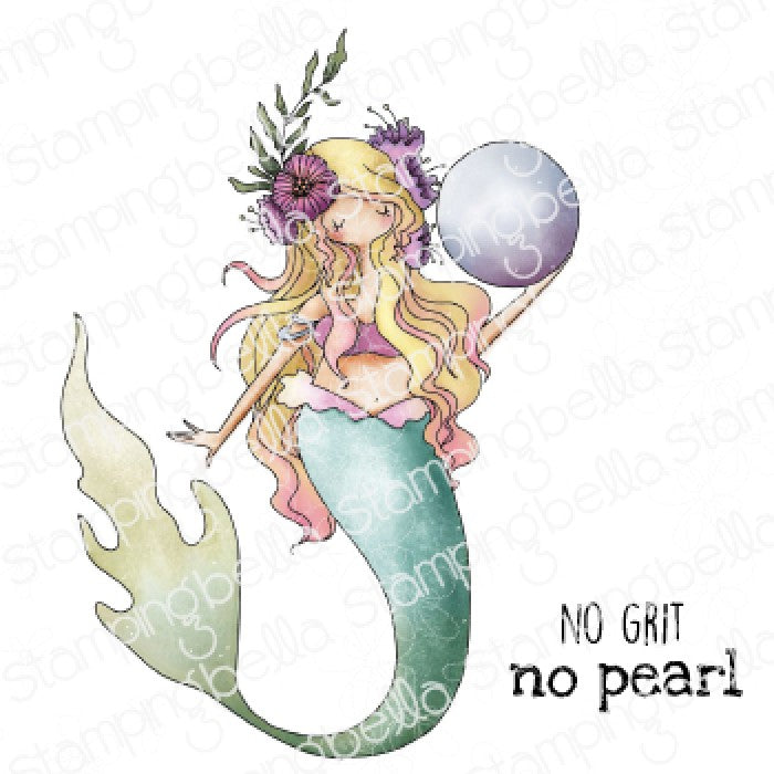 Curvy Girl Mermaid Rubber Stamp