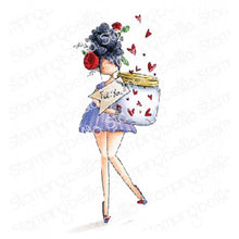 Load image into Gallery viewer, Curvy Girl With A Jar Of Hearts Rubber Stamp
