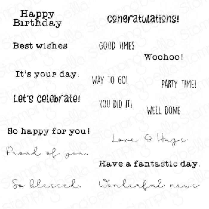 Celebrate And Congratulate Sentiment Set Rubber Stamp