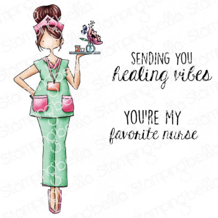 Curvy Girl Nurse Rubber Stamp