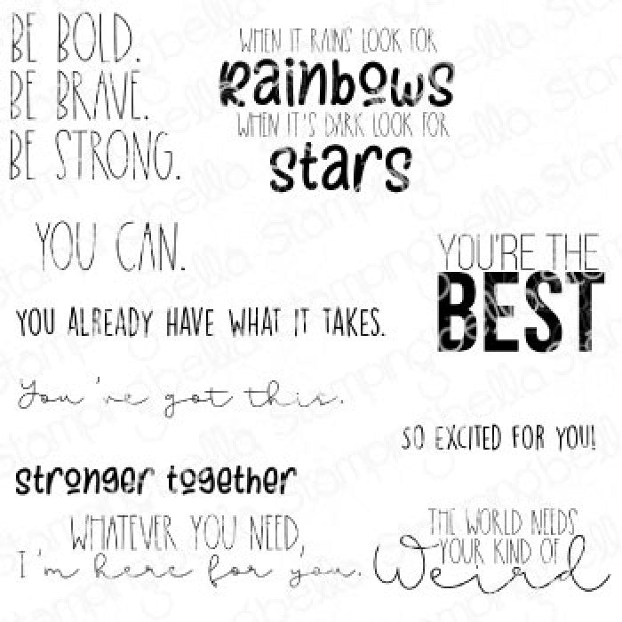 Encouragement Sentiment Set Rubber Stamp