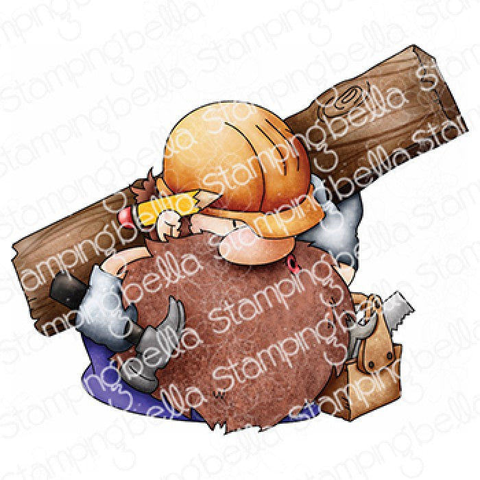 Gnome Carpenter Rubber Stamp