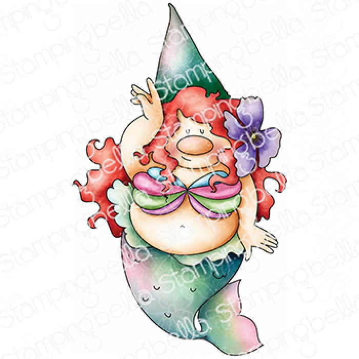 Gnome Mermaid Rubber Stamp