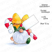 Load image into Gallery viewer, Gnome With A Candy Cane Rubber Stamp
