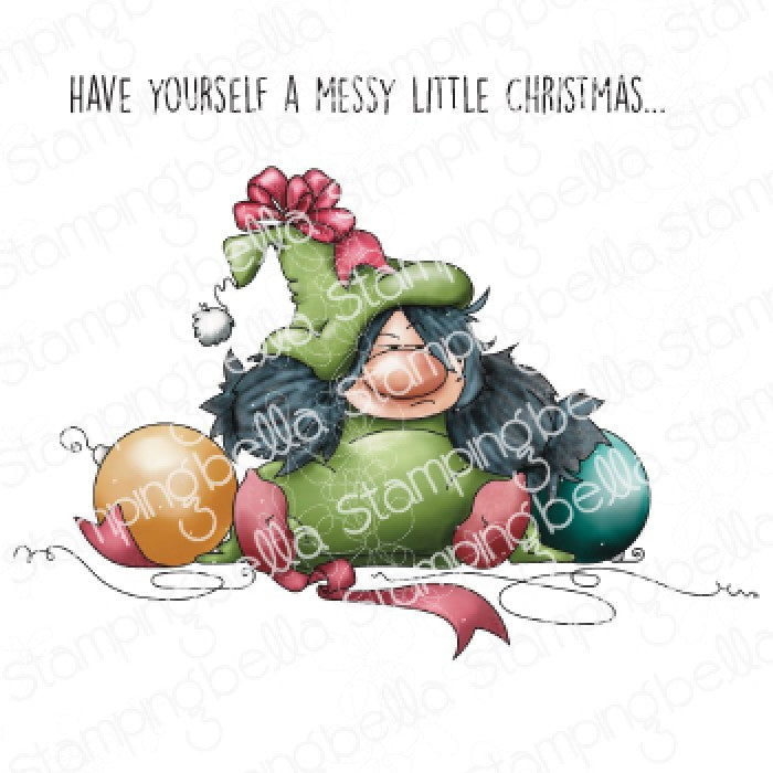 Messy Christmas Gnome Rubber Stamp