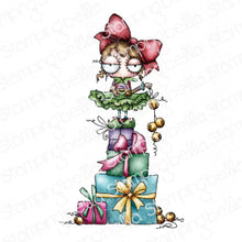 Load image into Gallery viewer, Mini Oddball On A Stack Of Gifts Rubber Stamp
