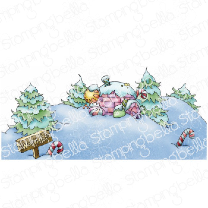 North Pole Backdrop Rubber Stamp