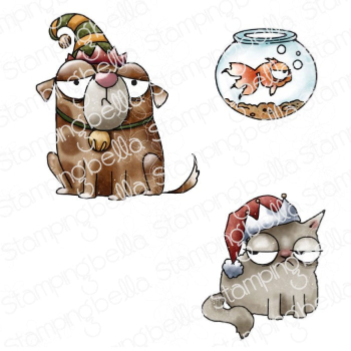 Oddball Christmas Pets Rubber Stamp