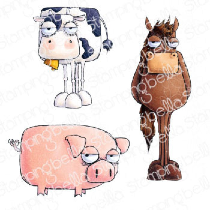 Oddball Farm Animals Rubber Stamp