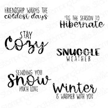 Load image into Gallery viewer, Snuggle Weather Sentiment Set Rubber Stamp
