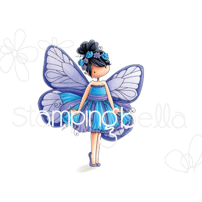 Tiny Townie Butterfly Girl Blanche Rubber Stamp