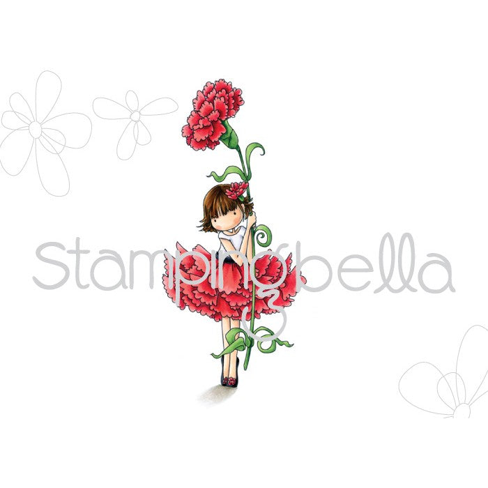 Tiny Townie Garden Girl Carnation Rubber Stamp