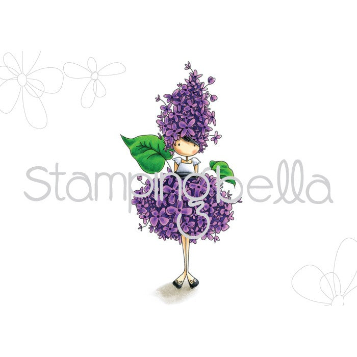 Tiny Townie Garden Girl Lilac Rubber Stamp