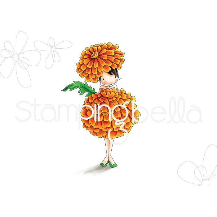 Tiny Townie Garden Girl Marigold Rubber Stamp