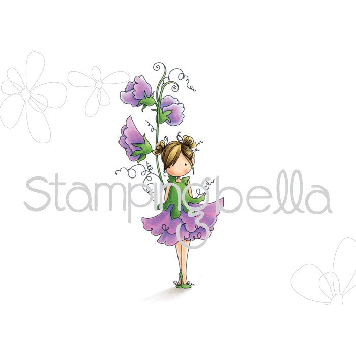 Tiny Townie Garden Girl Sweetpea Rubber Stamp