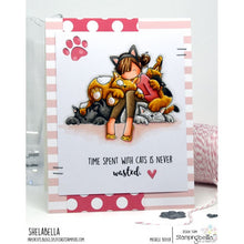 Load image into Gallery viewer, Tiny Townie Courtney Loves Kitties Rubber Stamp
