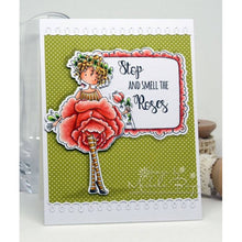 Load image into Gallery viewer, Tiny Townie Garden Girl Rose Rubber Stamp
