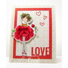 Load image into Gallery viewer, Tiny Townie Garden Girl Rose Rubber Stamp
