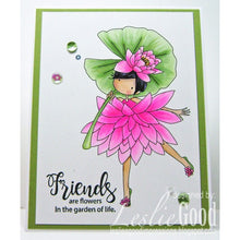 Load image into Gallery viewer, Tiny Townie Garden Girl Water Lily Rubber Stamp
